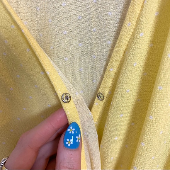 Élodie Yellow White Smocked Waist Midi Sundress with Sleeves Size Small - Picture 7 of 11